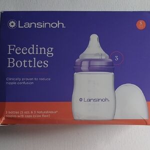 Lansinoh White and Purple Baby Feeding Bottle Set